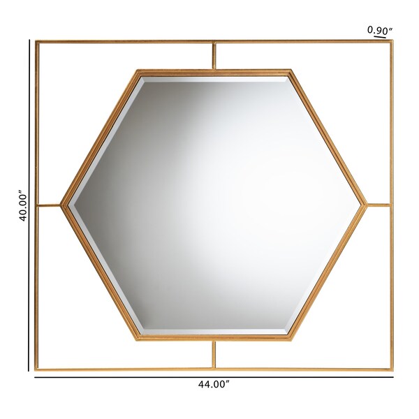 Baxton Studio Gates Modern Glam and Luxe Antique Goldleaf Metal Accent Wall Mirror - 226-12935-ZORO