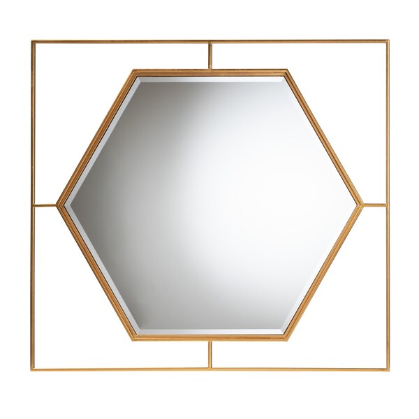 Baxton Studio Gates Modern Glam and Luxe Antique Goldleaf Metal Accent Wall Mirror - 226-12935-ZORO