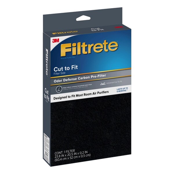 3M 23.8x20.5 Odor Reduction Carbon Pre-Filter, 0.2 in H x 23.8 in W Actual Size - FAPF-UCTFN-4