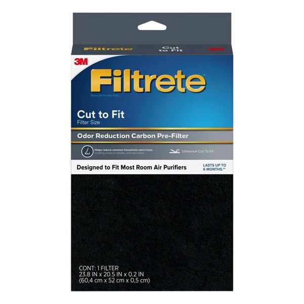 3M 23.8x20.5 Odor Reduction Carbon Pre-Filter, 0.2 in H x 23.8 in W Actual Size - FAPF-UCTFN-4