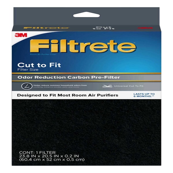 3M 23.8x20.5 Odor Reduction Carbon Pre-Filter, 0.2 in H x 23.8 in W Actual Size - FAPF-UCTFN-4