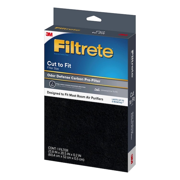 3M 23.8x20.5 Odor Reduction Carbon Pre-Filter, 0.2 in H x 23.8 in W Actual Size - FAPF-UCTFN-4