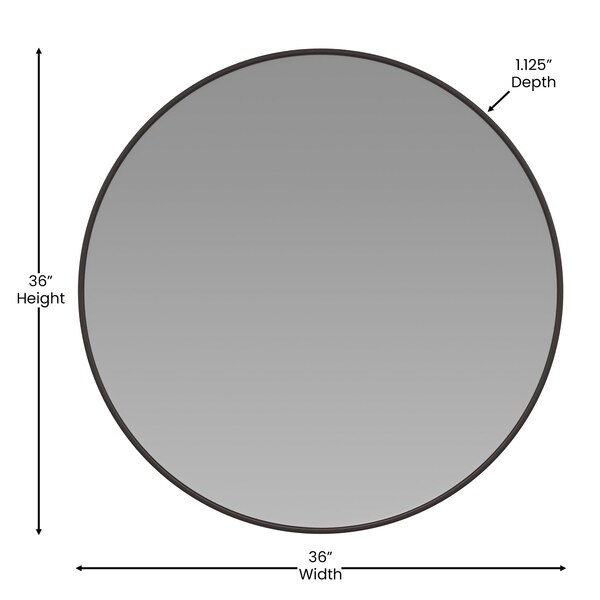 Flash Furniture 36" Round Black Metal Framed Accent Wall Mirror - RH-M003-RD91MB-BK-GG
