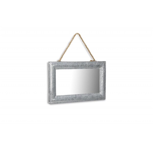 Homeroots 8.5 x 13.5 x 0.5 in. Galvanized Silver Metal Hanging Mirror - 399695