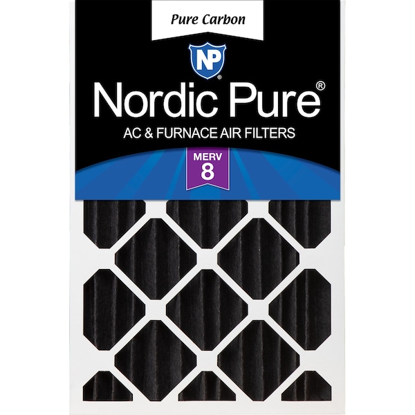 Nordic Pure 18x24x4 Pure Carbon Pleated Air Filter, High Capacity, MERV 8 - 18X24X4PCP-1