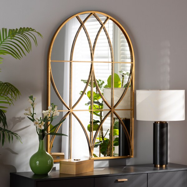 Baxton Studio Celerina Modern and Contemporary Gold Finished Metal Accent Wall Mirror - 189-11896-ZORO