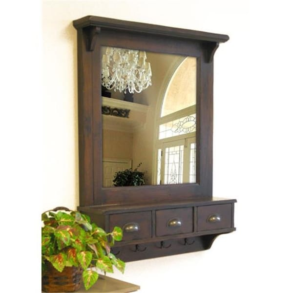 Proman Proman WM16678 27" W x 7" D x 37" H Bombay Wall Mirror - Dark Walnut - WM16678