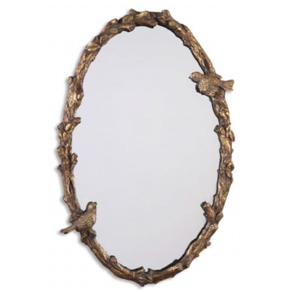Grace Feyock Paza Oval Mirror Distressed Antiqued Gold Leaf - 13575 P