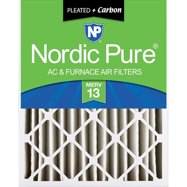 Nordic Pure 12x24x4 Plus Carbon Pleated Air Filter, High Capacity, MERV 13 - 12X24X4M13+C-1