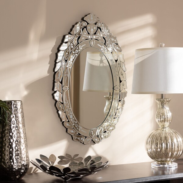 Baxton Studio Livia Silver Finished Venetian Style Accent Wall Mirror - 150-8878