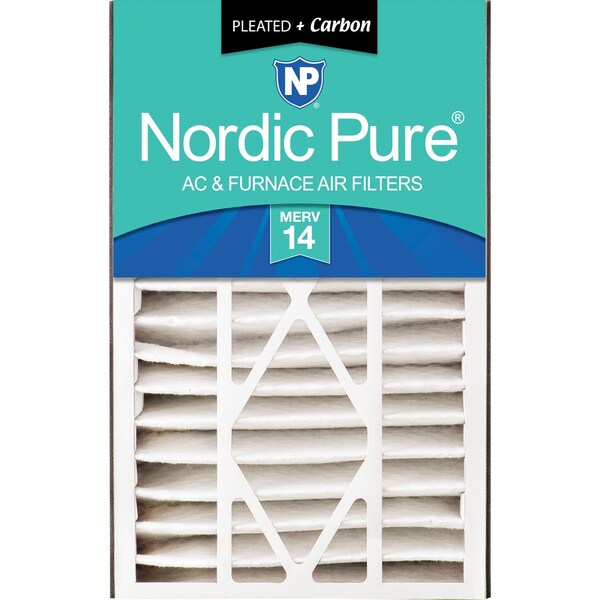 Nordic Pure 16x25x5 Plus Carbon Pleated Air Filter, High Capacity, MERV 14 - 16X25X5ABM14+C-1