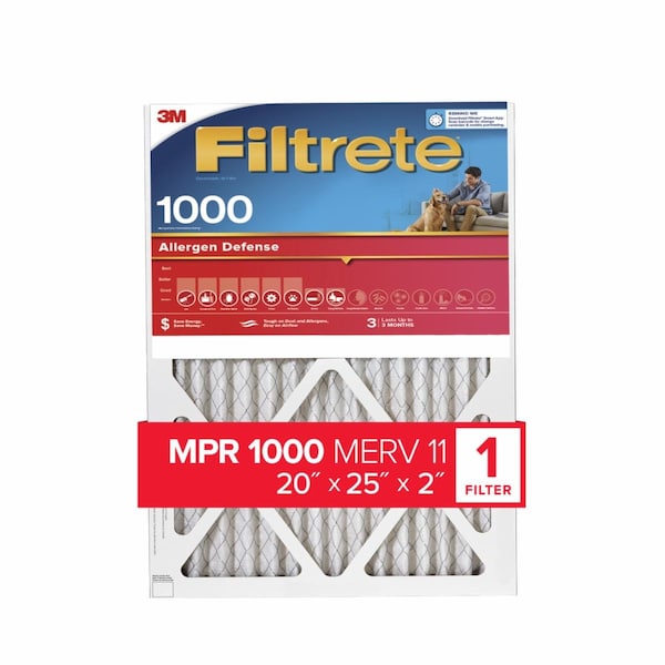 3M 20x25x2 1000MPR Filtrete Pleated Air Filter - NADP03-2IN-4