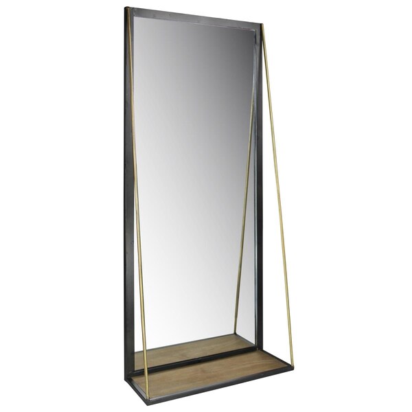 Gfancy Fixtures Metal Mirror with Shelf, Black - GF3089486