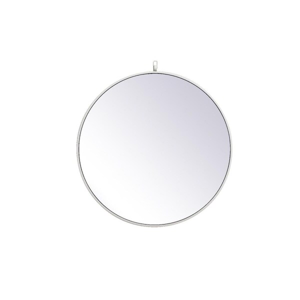 Blueprints 28 in. Metal Frame Round Mirror with Decorative Hook White - BL2960178