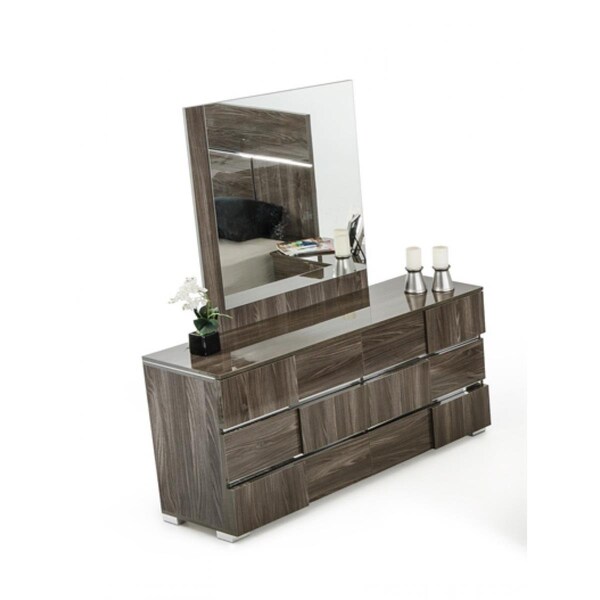 Gfancy Fixtures Italian Modern Lacquer Mirror - Grey - GF2467663
