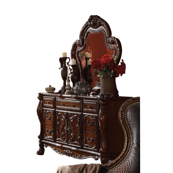 Homeroots 4 x 46 x 46 in. Cherry Oak Wood Poly Resin Mirror - 346999