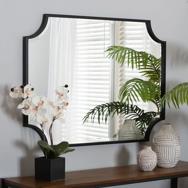 Baxton Studio Parcenet Modern Black Finished Metal Accent Wall Mirror - 224-12931-ZORO