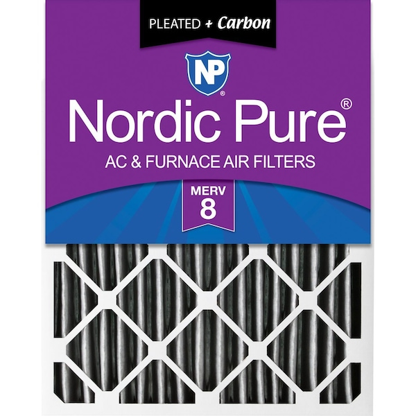 Nordic Pure 12x24x4 Plus Carbon Pleated Air Filter, High Capacity, MERV 8 - 12X24X4PM8C-1