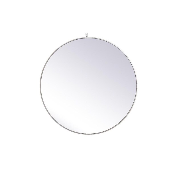 Elegant Decor 39 in. Metal Frame Round Mirror with Decorative Hook, Silver - MR4739S