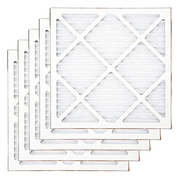 Bluedri 16x16x1 Pleated Air Filter, Fabric, Fiberglass, MERV 7, 10 Micron, 5 PK - B-AIR-AS-PF