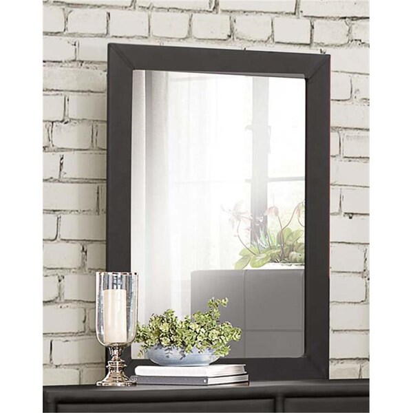 Home Elegance Lorenzi Collection Mirror, Black Vinyl - 28.75 x 0.75 x 38.75 in. - 2220-6
