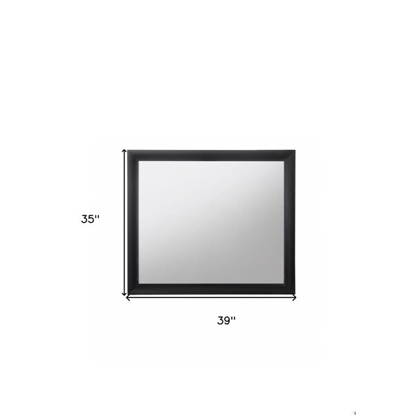 Homeroots 35 x 39 x 1 in. Contemporary Wood Framed Mirror, Black - 376946