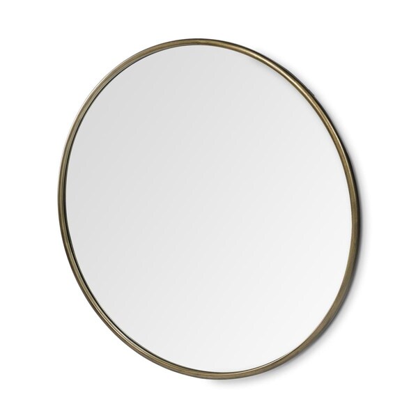 Homeroots 47 in. Round Gold Metal Frame Wall Mirror - 376411