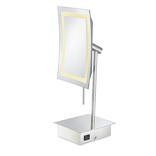 Aptations Single-Sided LED Square Freestanding Mirror - Rechargeable, Polished Nickel - 713-35-83