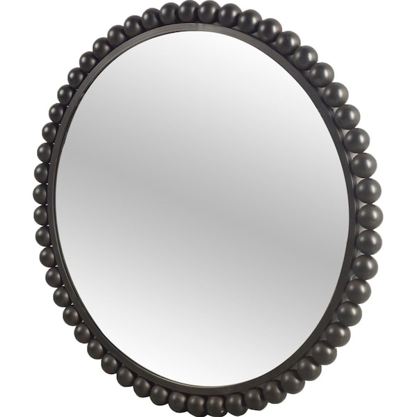 Palacedesigns 43 in. Round Black Metal Ball Frame Wall Mirror - PA3094447