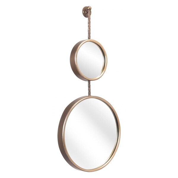 Gfancy Fixtures 34.8 x 15.9 x 2 in. Two Part Gold Hanging Mirror - GF3665957