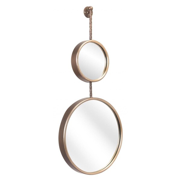 Homeroots 34.8 x 15.9 x 2 in. Two Part Gold Hanging Mirror - 391666