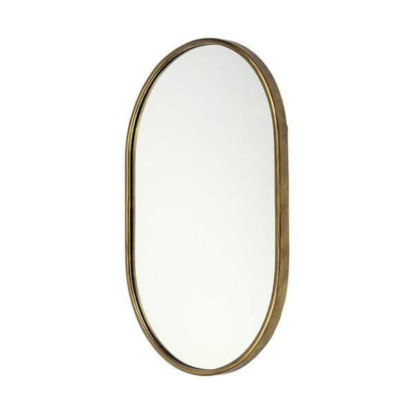Homeroots Oval Gold Metal Frame Wall Mirror - 376434