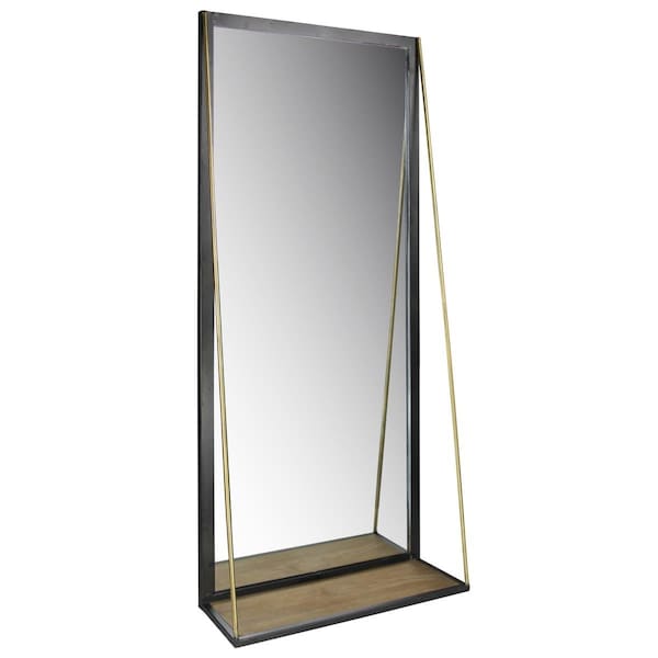 Homeroots Metal Mirror with Shelf, Black - 396705