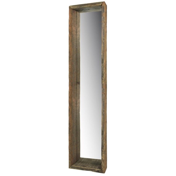 Homeroots Wooden Mirrored Shelf, Natural - 396709