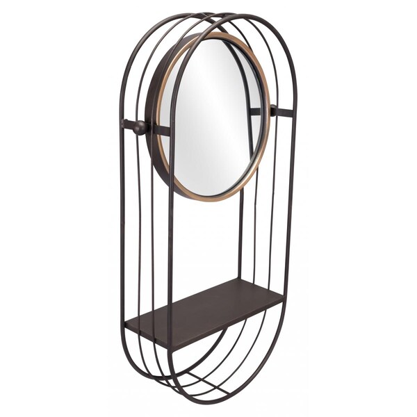 Gfancy Fixtures 28 x 15 x 5.1 in. Industrial Gray Mirror Shelf - GF3657743