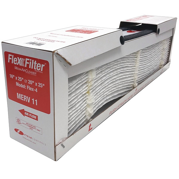 Flexfilter 25x16x5 Pleated Air Filter, Standard Capacity, Synthetic, MERV 11, 1 micron, 6 PK - FLEX-2