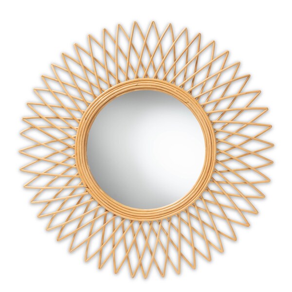 Baxton Studio Vera Modern Bohemian Natural Brown Rattan Accent Wall Mirror - 211-12756-ZORO