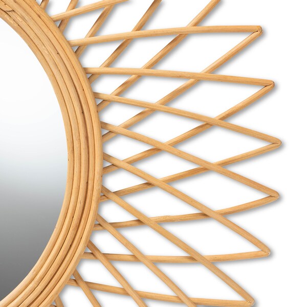 Baxton Studio Vera Modern Bohemian Natural Brown Rattan Accent Wall Mirror - 211-12756-ZORO