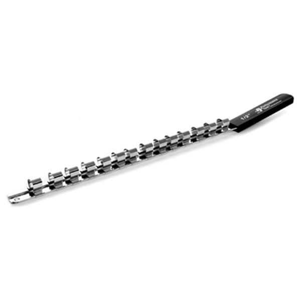 Performance Tool Metal Socket Rail, 1/2" Drive, Fourteen Pegs, 18" Long, with Soft Grip Handle - W32000