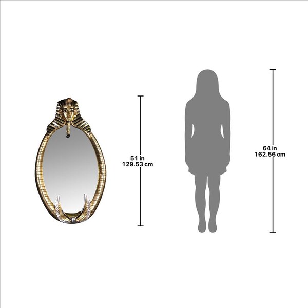 Design Toscano The Spirit of Tutankhamen: Egyptian Oval Mirror Wall Sculpture - NE64886