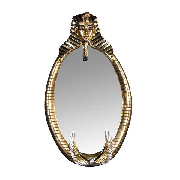 Design Toscano The Spirit of Tutankhamen: Egyptian Oval Mirror Wall Sculpture - NE64886