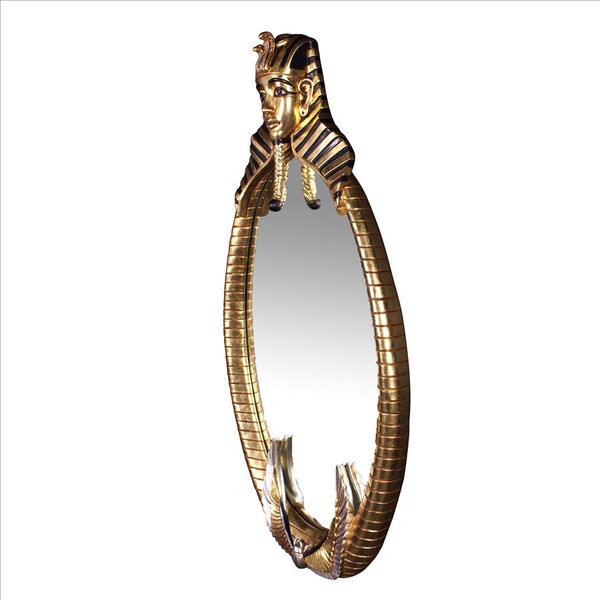 Design Toscano The Spirit of Tutankhamen: Egyptian Oval Mirror Wall Sculpture - NE64886