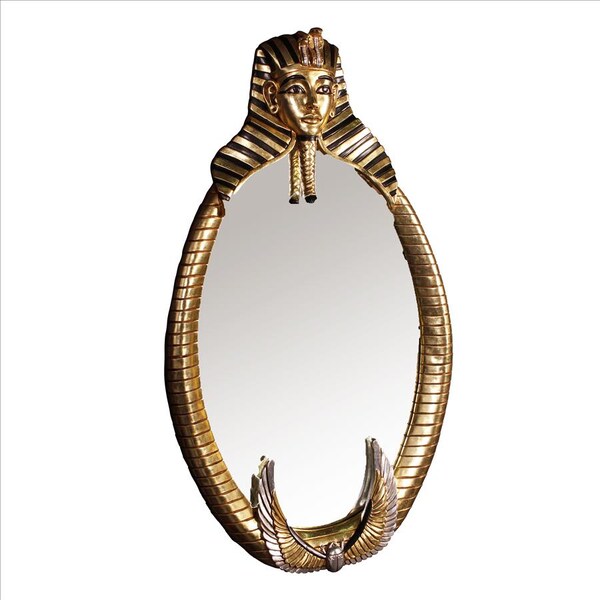 Design Toscano The Spirit of Tutankhamen: Egyptian Oval Mirror Wall Sculpture - NE64886
