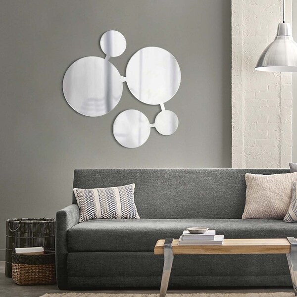 Nova Of California Marshmallow Wall Art Mirror   33in, Chrome, multi mirror design - 4110265