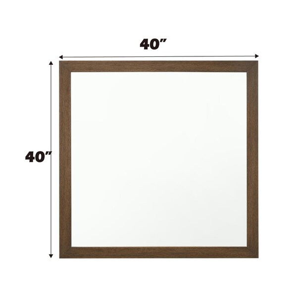 Acme Contemporary Wood Frame Bedroom Square Mirror in Oak - ER-0106OAK
