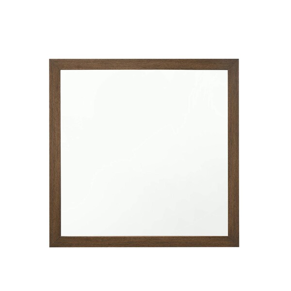 Acme Contemporary Wood Frame Bedroom Square Mirror in Oak - ER-0106OAK