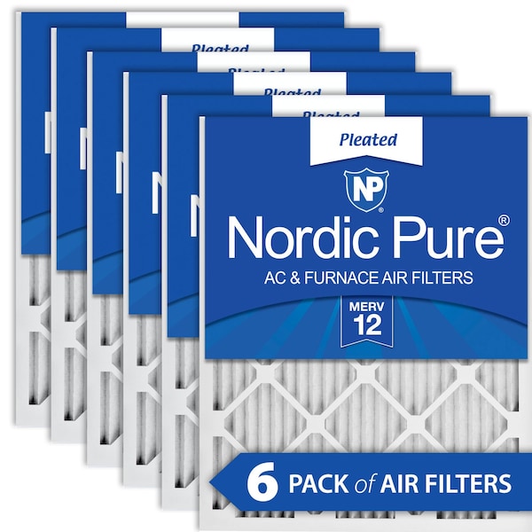 Nordic Pure 12x25x1 Pleated Air Filter, High Capacity, Electrostatically Charged Synthetic Media, MERV 12, 6 PK - 12X25X1M12-6