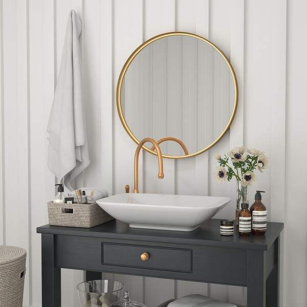 Flash Furniture 27.5in Round Gold Metal Framed Accent Wall Mirror - HMHD-9M3000GD-GLD-GG