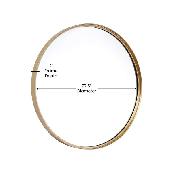 Flash Furniture 27.5in Round Gold Metal Framed Accent Wall Mirror - HMHD-9M3000GD-GLD-GG