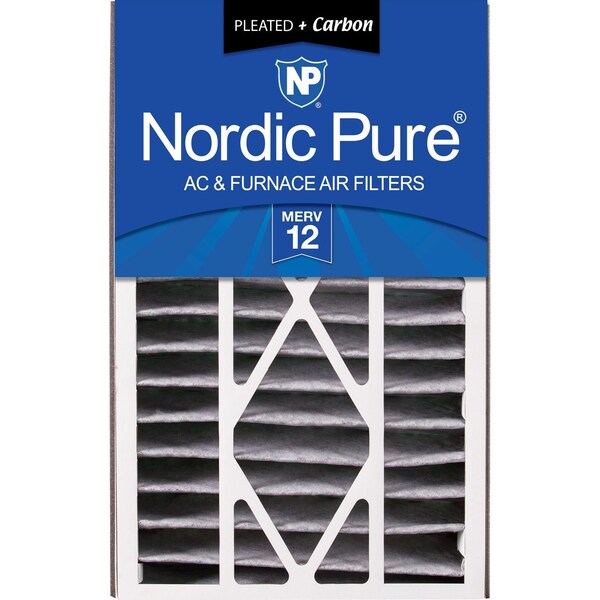 Nordic Pure 16x25x5 Plus Carbon Pleated Air Filter, High Capacity, MERV 12 - 16X25X5ABPM12C-1